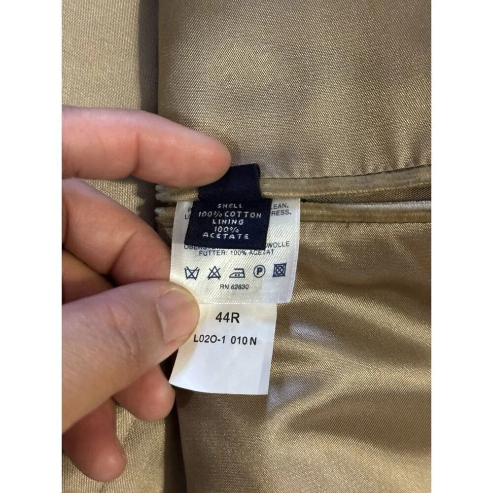 LANDS END Corduroy Jacket Mens 44R Tan Blazer Sport Coat Classic Business Wear